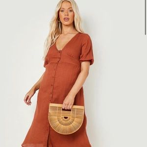 Maternity cheesecloth button midi dress
